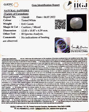 8.41/CT Natural White Sapphire with Govt Lab Certificate-6771